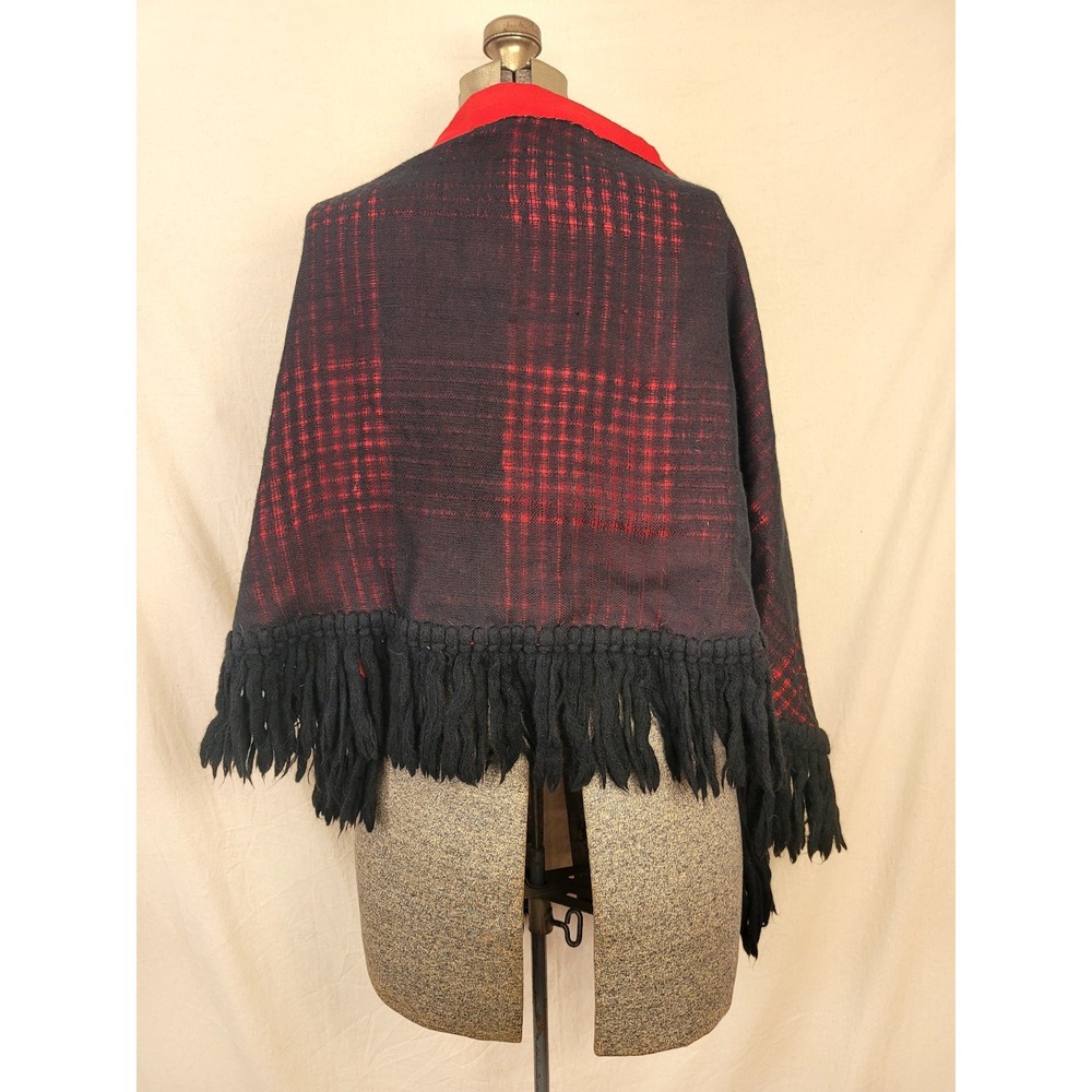 Vintage 50s 60s Shawl Wrap Black And Red Angoras Of Abercorn Knit One Size - Picture 6 of 14